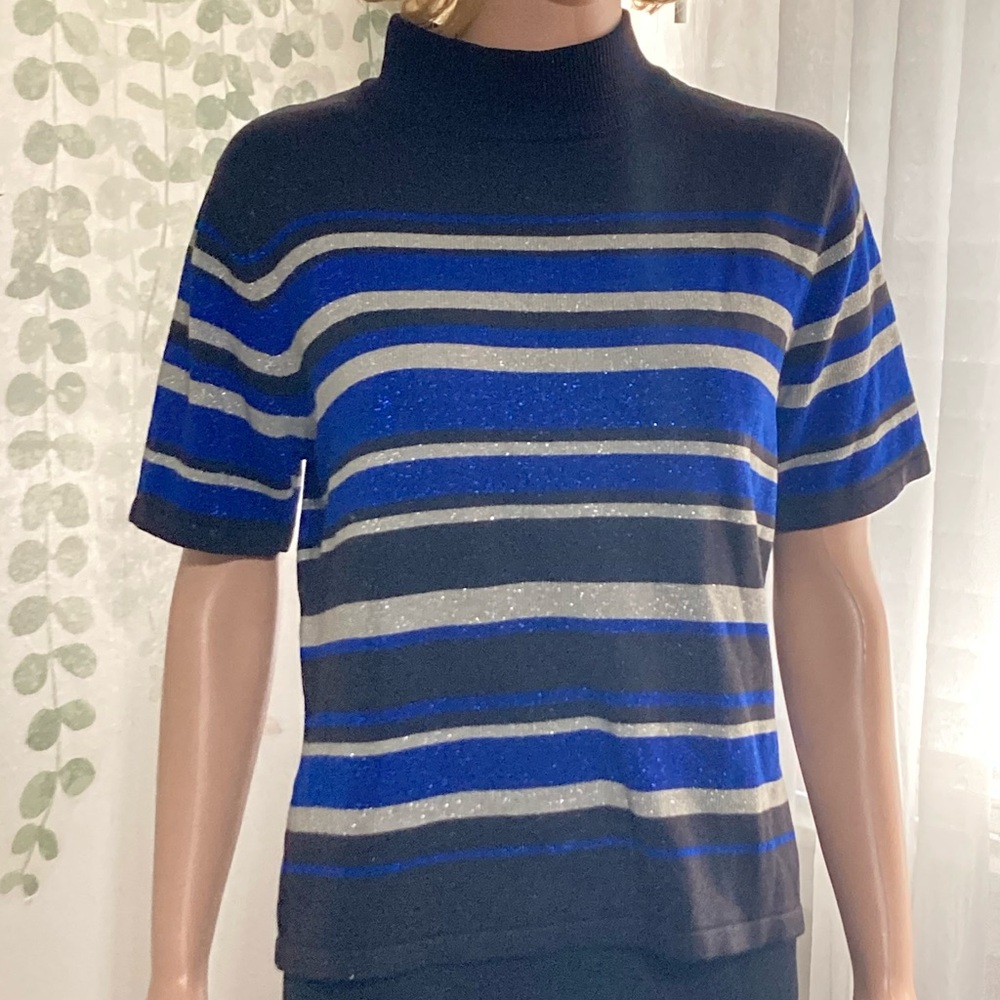 Sz M Croft & Barrow Sparkly Striped Sweater